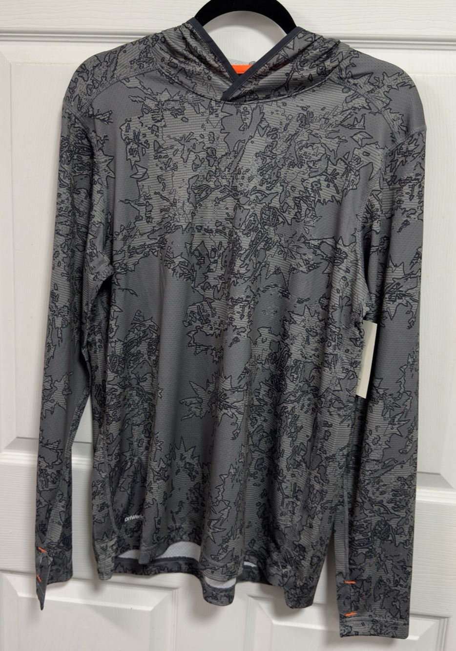 Athletic Works Active Mesh Long Sleeve Hoodie Mens Medium Gray Abstract Camo